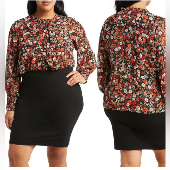 T Tahari Tops - EUC T Tahari ruffle front blouse. 1X